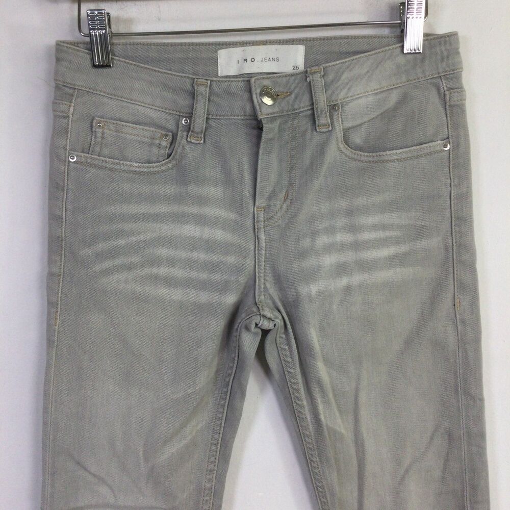 IRO Womens Skinny Jeans Denim Stretch Regular Fit Light Wash Gray Size 25 - Picture 3 of 14